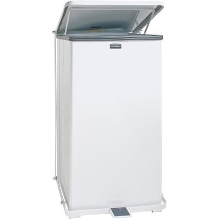 Rubbermaid Commercial Steel Step Waste Receptacle, 24 Gallon, 15"x15"x30", White RCPST24EPLWH